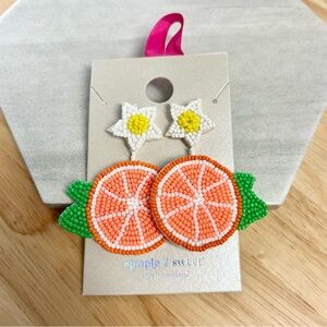 EARRINGS 🍊 Simple Sweet Orange Slices Beaded Earrings